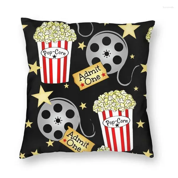 Pillow Vintage Vip Movie Night Corn Cover Camera Popcorn Floor Floor pour canapé Cool Oreadcase Decoration Home