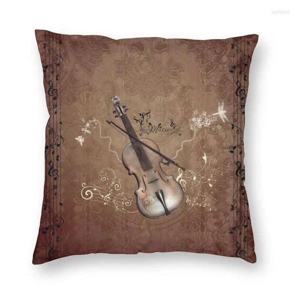 Oreiller le violon notes de musique couvre le musicien de décoration canapé cadeau carré cas 45x45cm