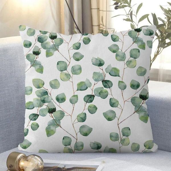 Pillow baveable decorativo funda de almohada juego de estampado de hoja de planta para la silla decoración no fallas cubiertas