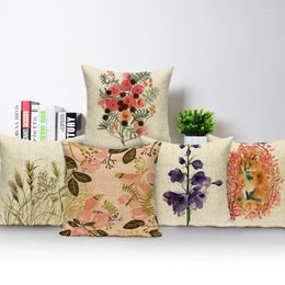 Almofada em aquarela com flor e pássaros capa para decoração de casa sofá carro cadeira capas fofas com estampa de animais