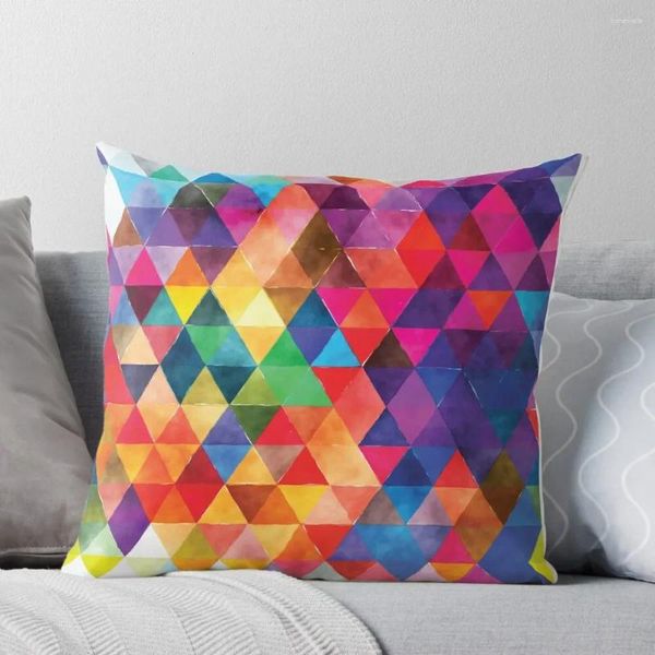 Oreiller aquarelle Triangles motif couleurs vives taie d'oreiller canapé S décoration d'automne