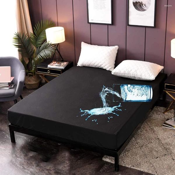 Almohada de colchón impermeable protector de benegue de agua negra cubierta de almohadilla de cama con transpirable