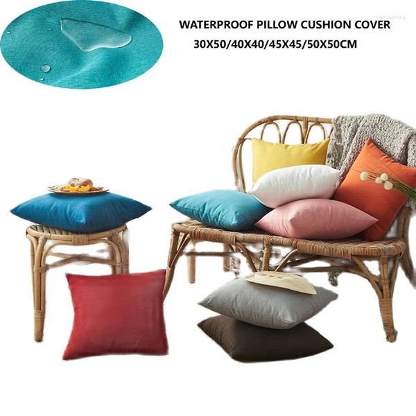 Almohada de la cubierta de sofá impermeable lino 30x50/40x40/45x45/50x50cm rojo rojo amarillo verde gris casera de decoración al aire libre decoración al aire libre
