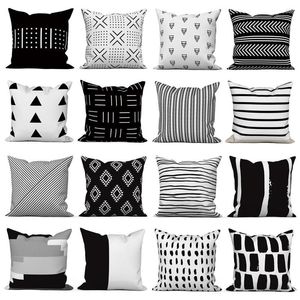 Kussen wit zwart geometrische decoratieve kussensloop bank coverworp case home slaapkamer auto decor 40x40 45x45 50x50cm