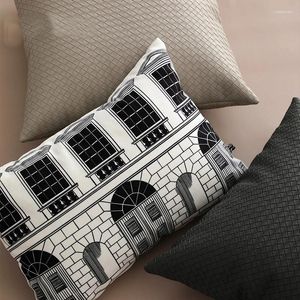 Oreiller blanc oreiller noir rétro-ville imprimement imprimé couverture décorative douce pour canapé 30x50 décorations