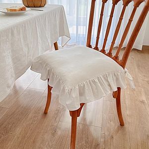 Oreiller en coton blanc volant chaise couvercle floucing dinning tapat décor personnalisable princesse volant houblon décorations intérieures