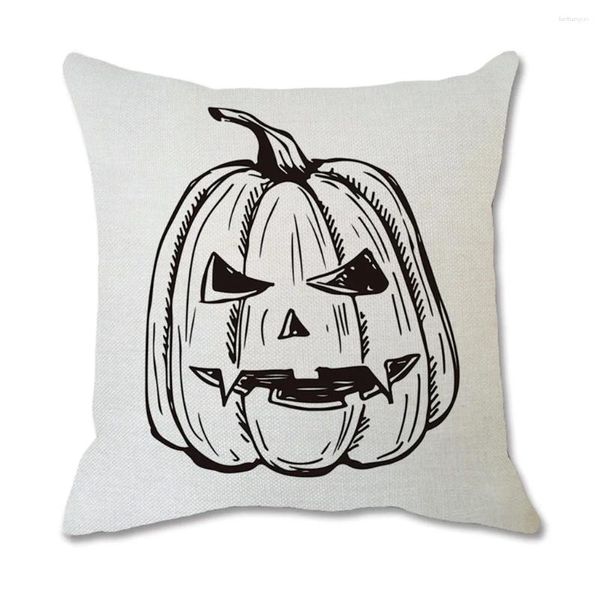 Pillow White Halloween Couvoirs décoratifs pour le canapé Couverture de lin naturel Home Decor Jul # 29