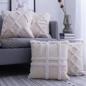 Kussen Witte Kwastjes Geometrische Borduurhoes Diamond Home Decor Living Rrom Sofa Kussensloop Sham 45x45cm