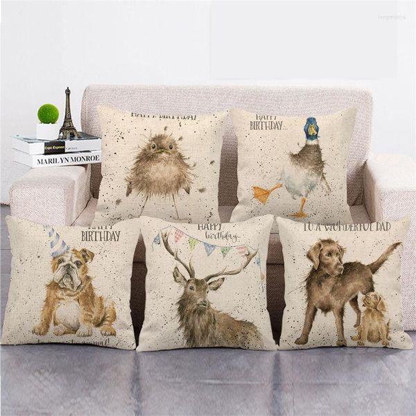 Almohada al por mayor 45 cm pájaro cachorro lino / algodón cubiertas de tiro cubierta de sofá decoración del hogar funda de almohada