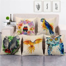 Almohada al por mayor funda de almohada amante marido y esposa pájaro loro cubierta Lino/algodón sofá almohadas decorativas