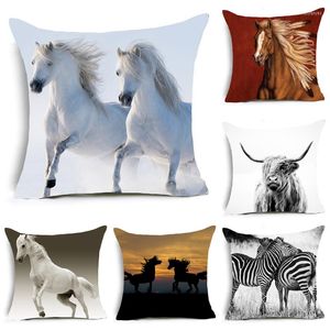 Oreiller cheval sauvage Pos jeter couverture décorative masseur oreillers lin Zip bricolage décor à la maison cadeau 