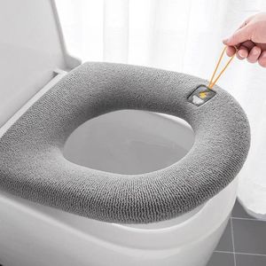 Kussen Winter Warm Toiletbril Cover Mat Badkamer Pad Met Handvat Dikker Zacht Wasbaar Closestool Warmer Accessoires