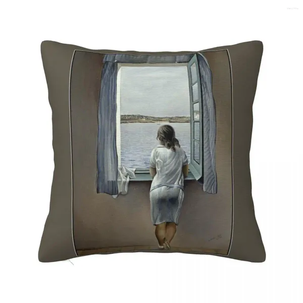 Oreiller Femme dans la fenêtre: vintage 1925 Points d'impression Print Oreads Oreads Decor Sofa S Hover