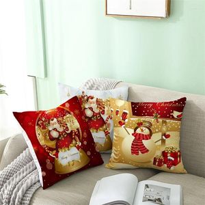 Kussenjaar 2024 Kerstdecoraties voor thuis sneeuwscène Santa 45x45cm omslag ornamenten Hoge kwaliteit prints mode