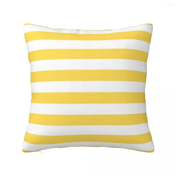 Oreiller à rayures horizontales jaunes et blanches, taies d'oreiller à carreaux pour canapé et lit, couvertures décoratives