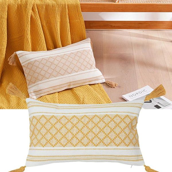 Oreiller jaune / |Couverture rectangulaire décorative pour canapé de canapé de salon