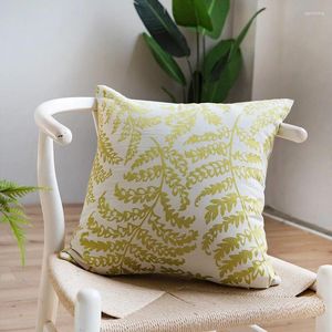 Oreiller des oreillers de feuilles vertes jaunes couverture décorative de style country pour canapé 45x45 chaise extérieure décoration de maison
