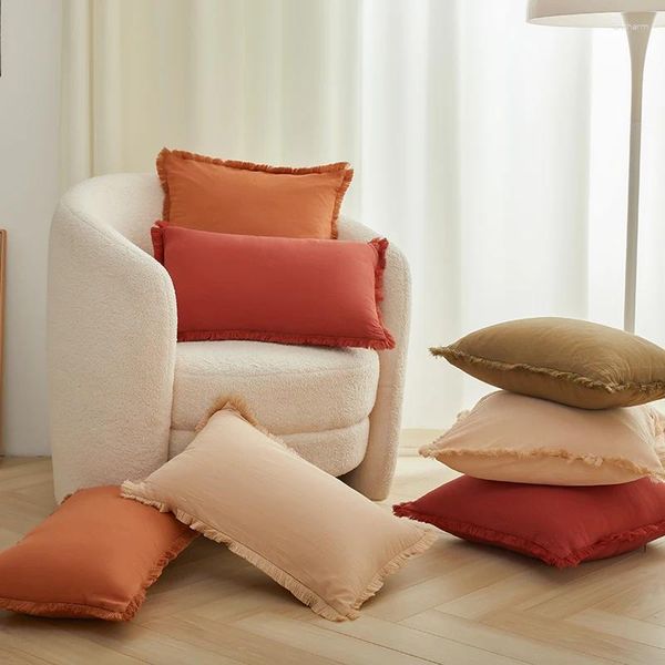 Oreiller jaune/Orange housse 45x45 nordique avec pour canapé canapé étuis souples salon oreillers décoratifs pour la maison