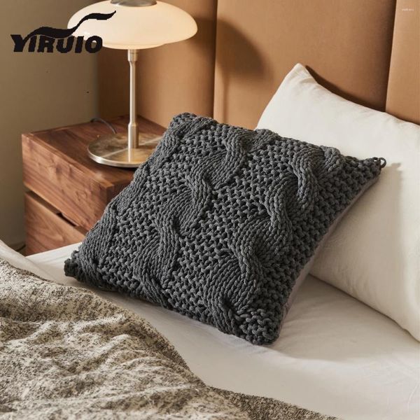 Almohada Yiruio Cable de lujo Twist Throw Throw Nordic Decorativo Crochet Islandia Asiento de hilo