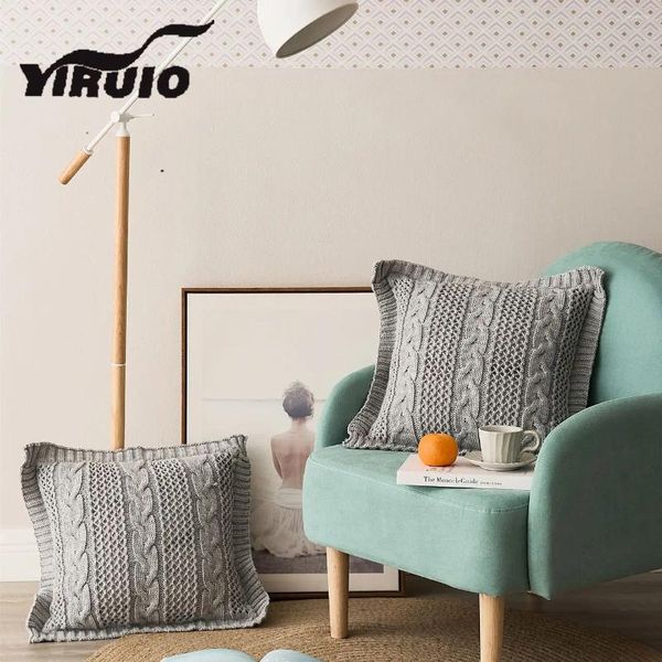 Oreiller yiruio nordique twist câble couvercle en tricot de tricot beige gris rose doux casse respirant moelleux pour canapé canapé-lit canapé