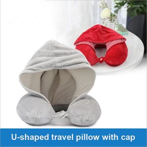 Kussenjr traagschuim u-vormig met zichzelf Cap creatieve comfortabele nek voor auto- of vliegtuigreizen cool en grappige hoed