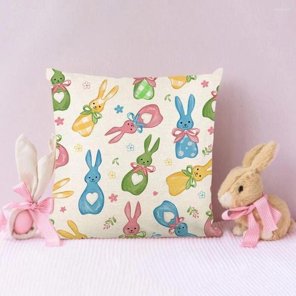 Funda de almohada con cremallera, funda festiva para huevos de Pascua con patrón exquisito, tela súper suave lavable para primavera