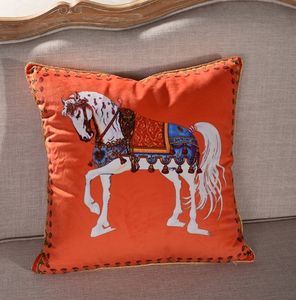 Taie d'oreiller en velours de qualité supérieure, impression Double face, coussin de cheval, modèle de canapé, décoration de chambre, coussin de taille de bureau sans noyau d'oreiller