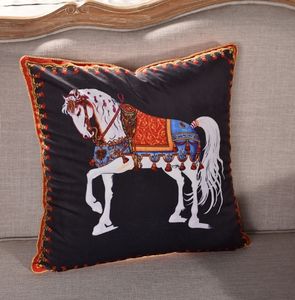 Taie d'oreiller en gros Simple velours Double face impression cheval oreiller coussin canapé modèle chambre décoration bureau taille coussin sans noyau d'oreiller