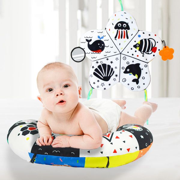 Almohadas Almohada para bebé Tummy Time Toy Blanco y negro Tumbado Alto contraste Doble cara Sensorial Nacido Headup 230909
