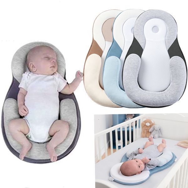 Oreillers Oreiller en forme de bébé né Oreiller d'allaitement stéréotypé Correction de la tête anti-biais Matelas anti-renversement pour bébé Appui-tête 230516