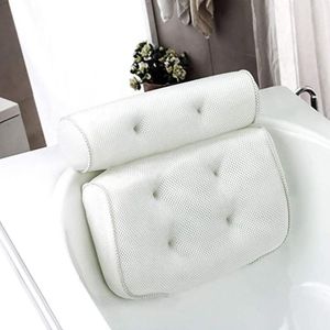 Oreiller Baignoire tête de repos oreiller 3D Mesh Spa pour le cou arrière de salle de bain alimentation non glissée coussin de baignoire coussin avec des aspirations