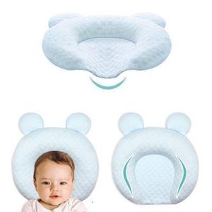 Oreillers Stéréotypes respirants oreiller de protection Anti-tête pour bébé oreiller en Latex 100% coton pour les nés de 0 à 1 ans oreiller façonnant la tête 230422