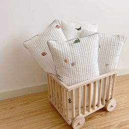 Oreillers coton coton matelassé pour bébé à carreaux taies d'oreiller belle broderie