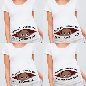 Almohadas disculpe si es 12 de enero 12 meses de verano maternidad embarazo camiseta mujer camiseta negro impresión para bebés ropa embarazada