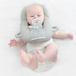 Oreillers Infantile bébé filles auto-alimentation oreiller d'allaitement Ushape avec sac de bouteille fixe Double oreilles poignée accessoire né oreiller d'alimentation 22081