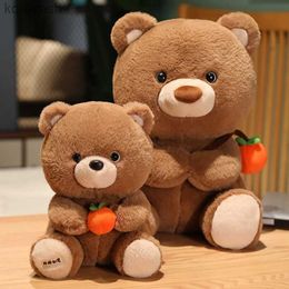 Almohadas Kaii Oso de Frutas Realista Peluches Regalo Divertido Oso de Caqui Animales de Peluche Almohadas de Felpa para bebés niños niñas decoración del sofá del hogar L231116