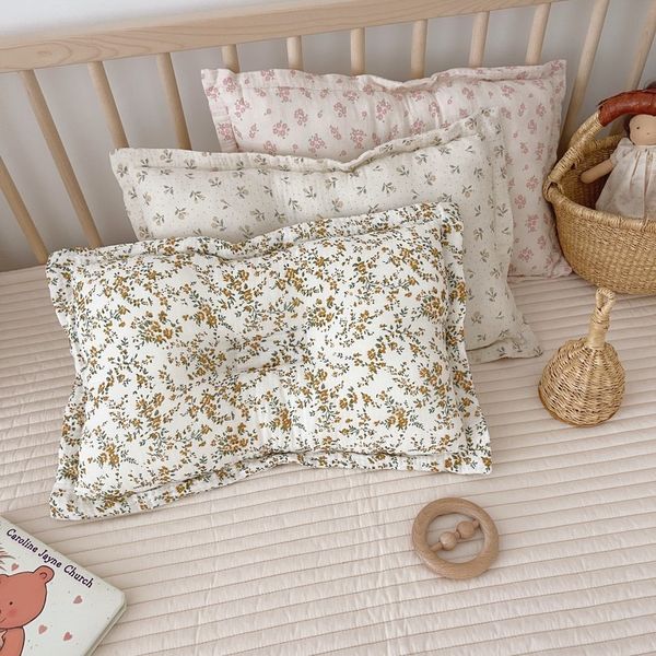 Oreillers Corée Fleur Coton Bébé Oreiller pour né Bébé Enfants Floral Mousseline Literie Oreillers Décoratifs Enfants Bébé Coussin Oreiller 230309