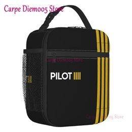 Pilot Captain Stripes geïsoleerde lunchtassen voor vrouwen luchtvaart vliegtuig draagbare thermische koeler voedseldoos school 240109