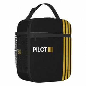 Pilot Captain Strepen Geïsoleerde Lunchtassen voor Vrouwen Aviati Vliegtuig Aviator Draagbare Thermische Koeler Voedsel Lunchbox School H25i #