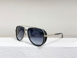 Lunettes de soleil pilotes noir mat argent/gris, lunettes de soleil ombrées pour hommes, lunettes de Protection UV400 à la mode avec étui