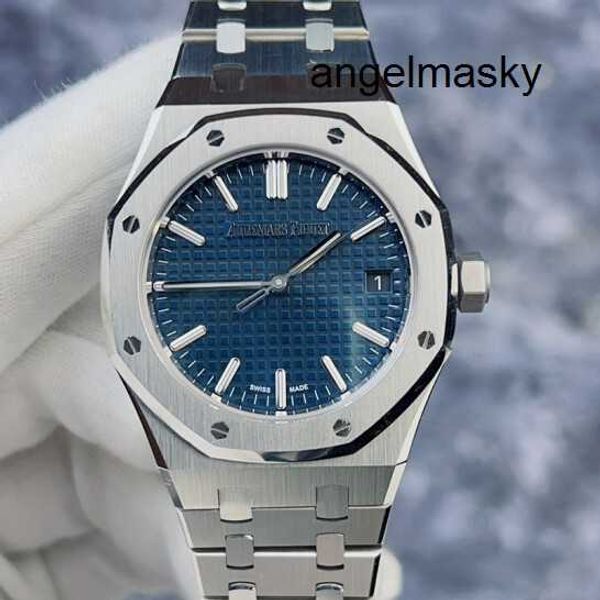 Montre pilote mouvement montre-bracelet AP montre-bracelet Royal Oak série 15550ST précision acier plaque bleue 50e anniversaire commémoratif trois aiguilles calendrier affichage Au