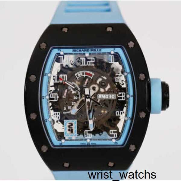 Montre pilote RM montre-bracelet Richardmilli montre-bracelet Rm030 argentine bleu noir carbone creux Date stockage dynamique hommes