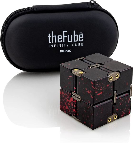 PILPOC theFube Infinity Cube Fidget Desk Toy Cube magique infini en aluminium de qualité supérieure avec étui exclusif Robuste HeavyRelieve Stress and Anxiety xm