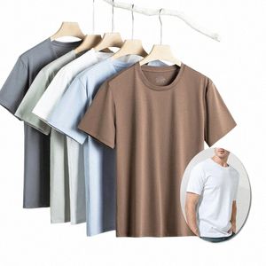 Pima Gemerceriseerde Cott T-shirt Mannen Korte Mouw Tagl Midweight Ronde Hals Tops Tees Basic Witte Effen T-shirt Fitn merk P7Sn #