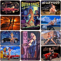 Pin Up Girl Tin Signs Vintage Retro Sexy Girl Girl Plaat Painting Wall Art Decoratie voor Garage Home Bar Gym Cafe Sign Metal 30x20cm W03