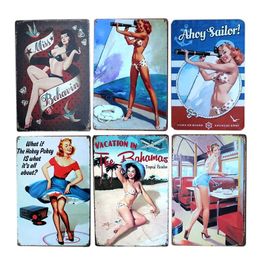 Pin Up Poster Vintage Girl Metal Tin Sign Pinup Cafe Decoration Pub Retro Wall Plaque Decoratief Home Decor 30x20cm W03