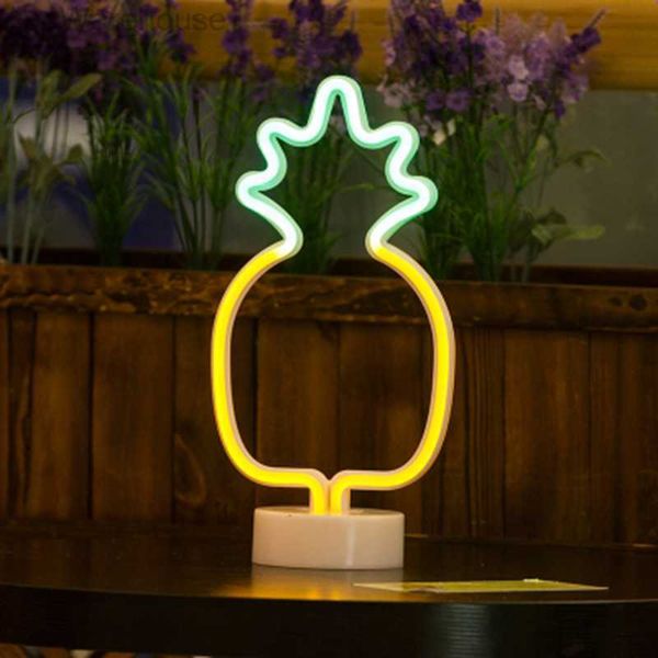 Ananas Flamingo Veilleuse Fête De Noël Décoration De Mariage Veilleuse Maison Cadeau Licorne Lampe USB LED Arc-En-Néon Lumière HKD230825