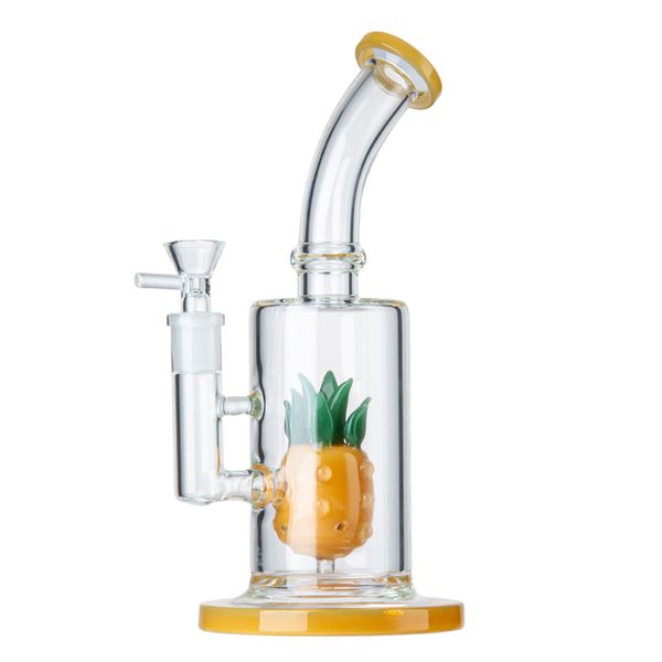 Bongs de vidrio de piña Cachimbas N Agujeros Percolador Bong Cabezal de ducha Perc Dab Plataformas petroleras Tuberías de agua con tazón Venta al por mayor WP2196