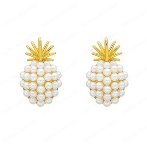 Piña colgante perla Stud pendientes francés Retro Simple elegante pequeñas perlas pendiente moda mujer joyería regalo