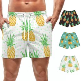 Short de plage imprimé ananas à séchage rapide pour hommes, slip de plage, slip de bain, short de natation, surf